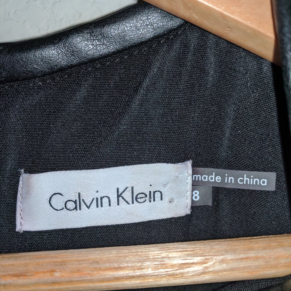Calvin Klein Faux Leather Mini Dress Fancy 8 - Picture 3 of 5